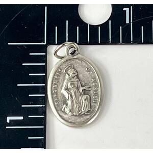 Patron Saint Francis Italian Medal Pendant Charm Catholic Religious Sacred Vtg